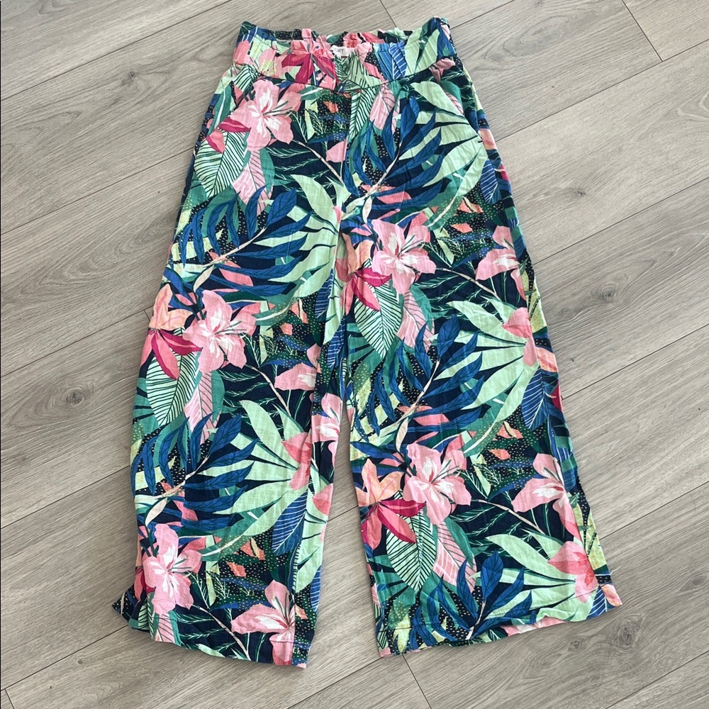 LOFT Tropical Floral Linen Pants